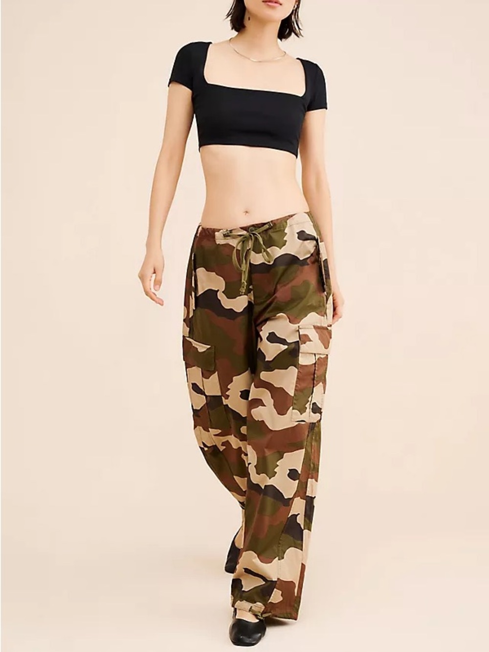 Good American Camo Good Parachute Pants Size Medium NWT
